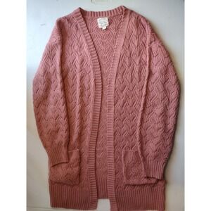 Hippie Rose Womens Small Cardigan Sweater Open Front Knit‎ Pockets Pink S